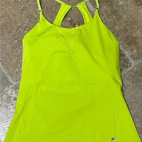 Fila top bright yellow athletic tank top with adjustable straps - Picture 1 of 5